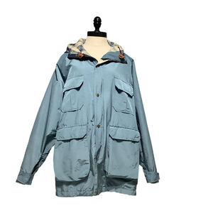 WOOLRICH Vintage Blue Flannel Wool Blanket‎ Lined Parka - Size M